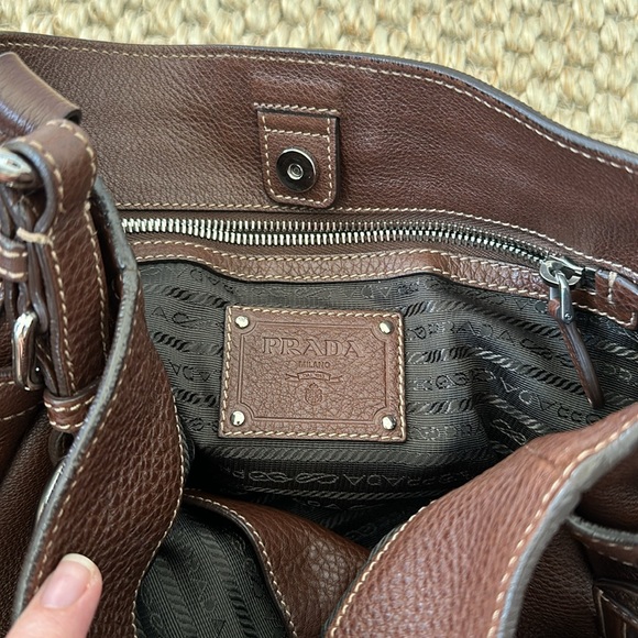 Prada Vitello Daino Hobo Shoulder Bag BROWN - Picture 12 of 16